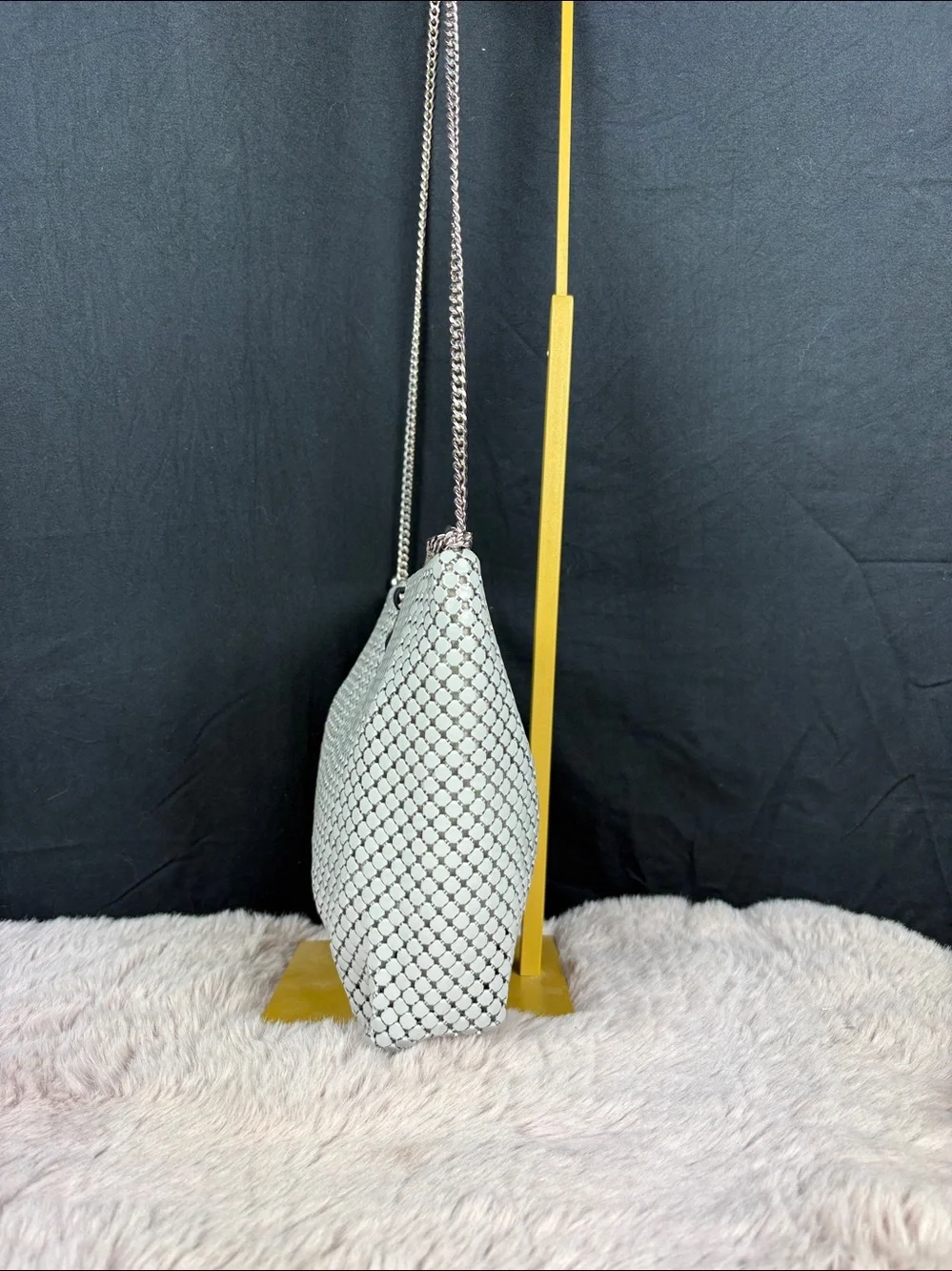 Whiting & Davis Vintage 1970s Gray Metal Mesh Shoulder Bag
